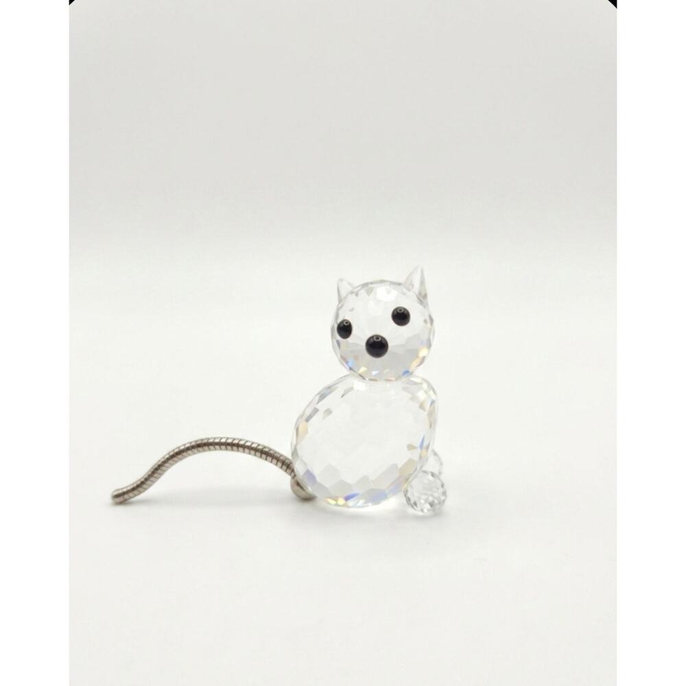 Swarovski Crystal Cat Kitty Charm Figurine Wire Tail Retired